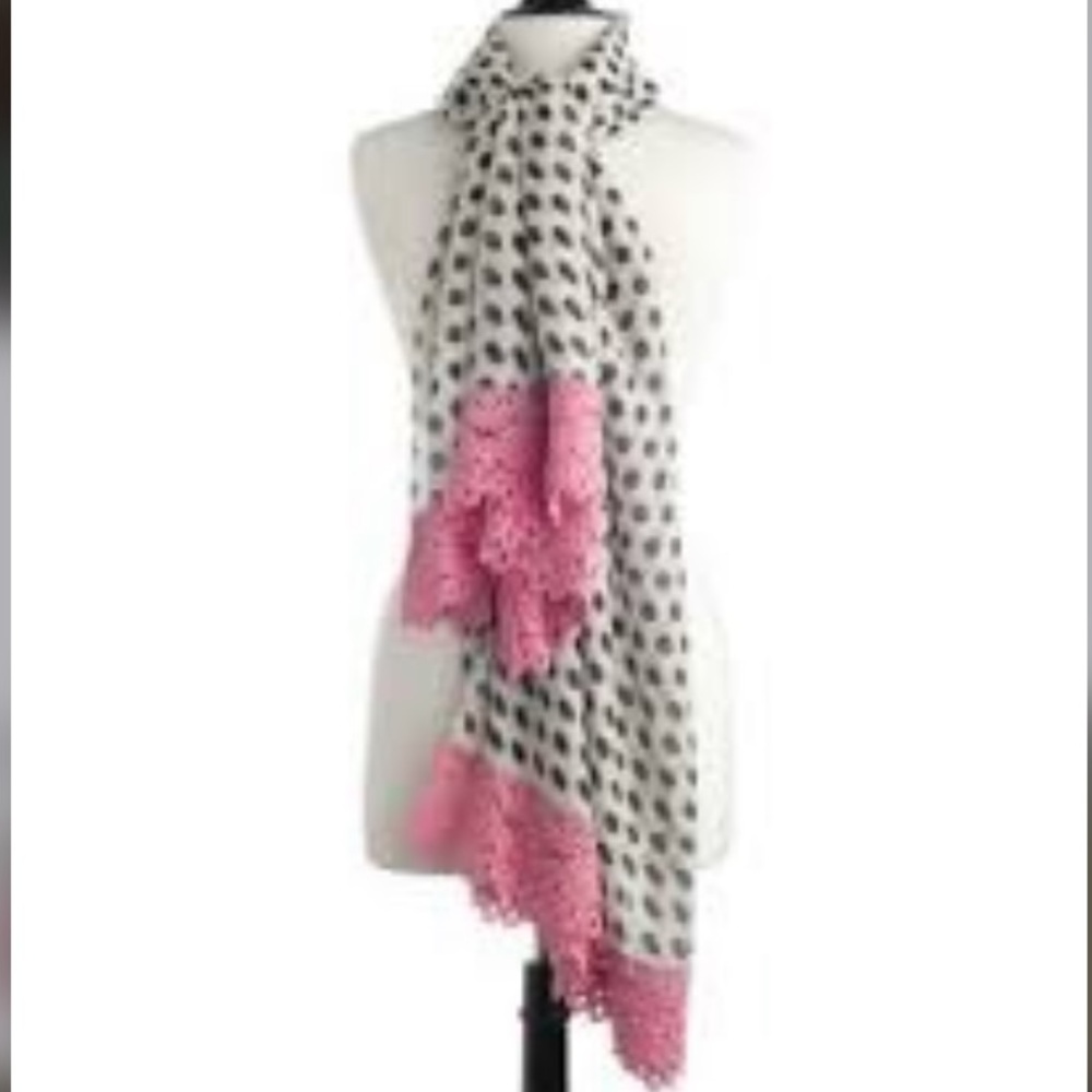 Jessie Steele Polka DotScarf with Pink Lace Accents NEW!
